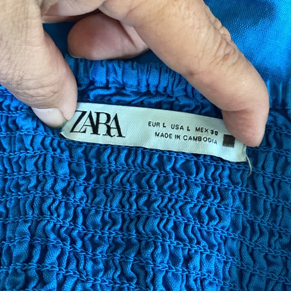 Zara linen blend gorgeous royal blue midi slit dress w/ great spaghetti straps - Picture 14 of 15